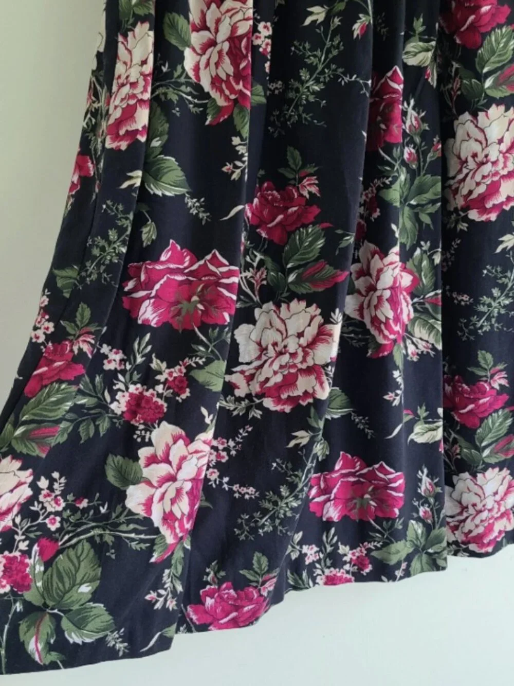 Vintage 80s Floral Midi Skirt 10 Waist 26